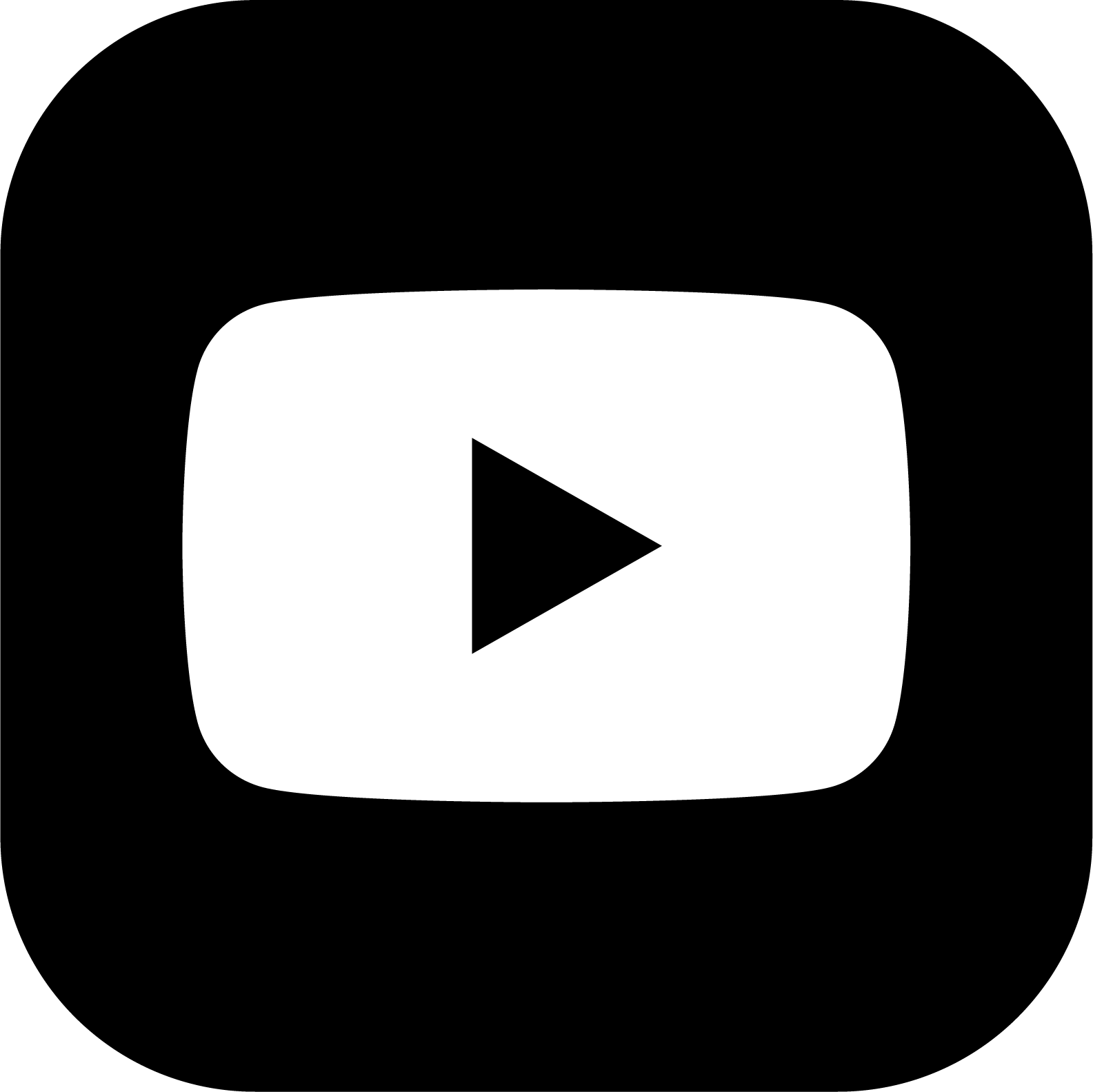Black and white YouTube logo with a play button icon.