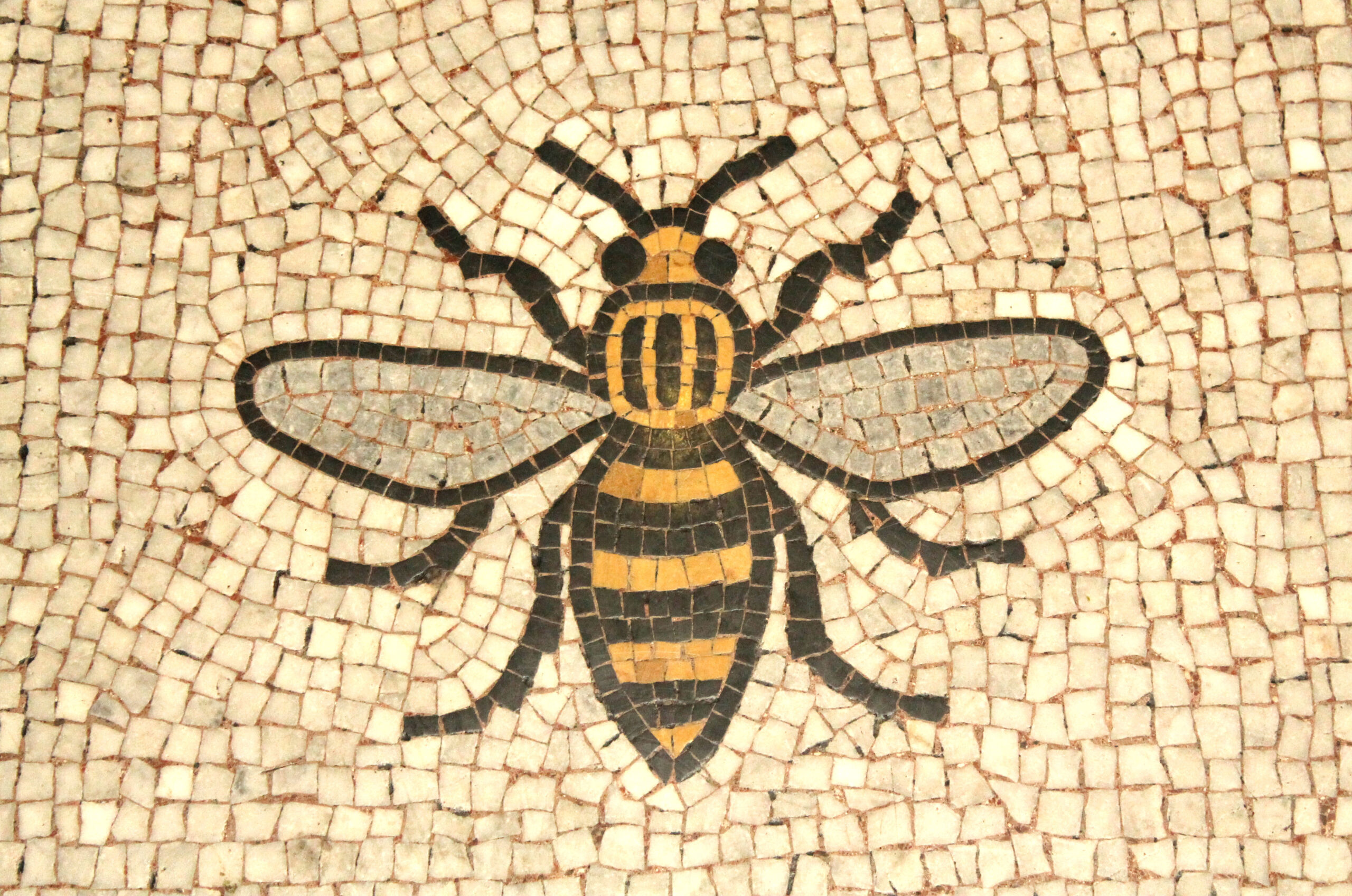 Manchester worker bee mosaic, symbol of KJ Tait's Manchester building engineering office