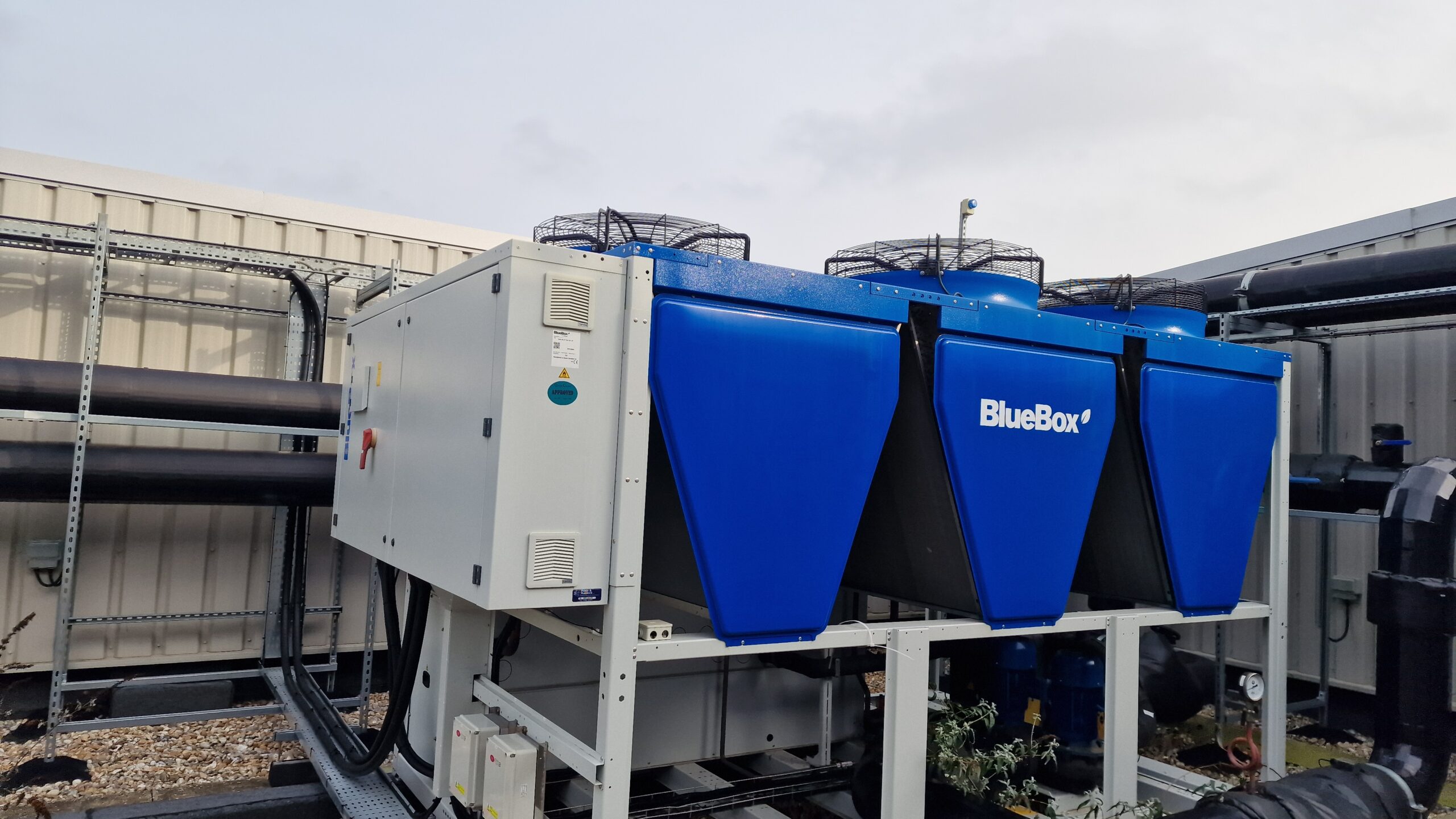 Cooling plant serving laboratory facilities at Astex Pharmaceuticals, Cambridge Science Park, assessed by KJ Tait as part of an energy audit and ESOS assessment.